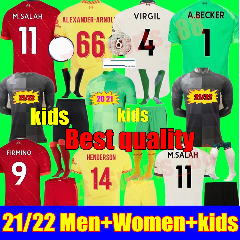 

New 21 22 Men Women kids kit Mohamed SALAH FIRMINO soccer jersey VIRGIL MANE A.BECKER ALEXANDER ARNOLD goalkeeper football shirts HENDERSON ROBERTSON DIOGO jerseys, Adult home