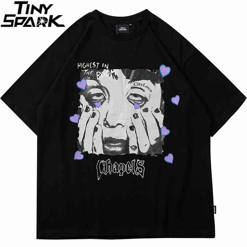 

Men Hip Hop Streetwear Tshirt Funny Face Letter Printed T Shirt Summer Harajuku Cotton Short Sleeve Tops Tees Black 210721, A56ct39 black