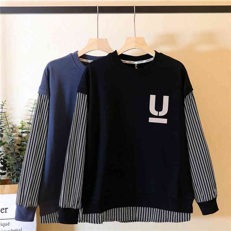 

2021 autumn new long sleeve sweater Korean fashion big children's luminous letter color blocking T-shirt trend