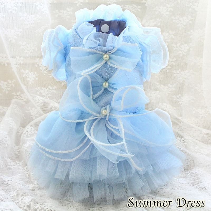 

Free shipping handmade dog clothes dog dress lace pet Cocktail Dress cats tutu wedding party tutu poodle Maltese drop shipping, Blue