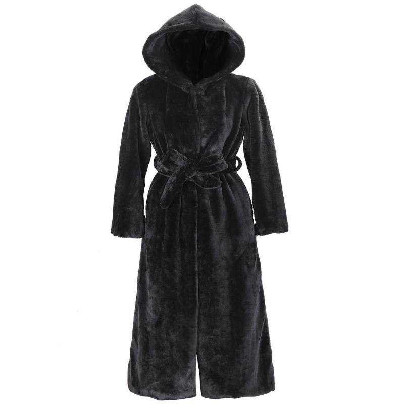 

Women's Fur & Faux Winter Warm Hooded Large Size Medium Length Solid Color Women 2021 Casual Long Sleeve Coat Jacket, Black