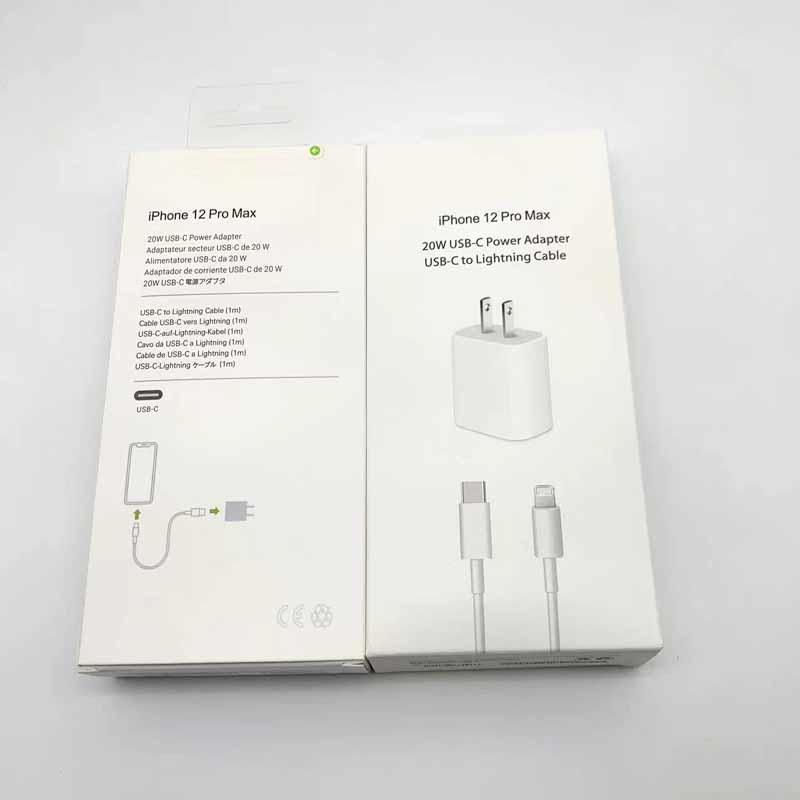 

20W Fast Charging PD USB C Charger for Apple iPhone 13 Pro 12 max 11 8 7 iPad EU Power Adapter US Plug Type C Port Cable With Retail Box