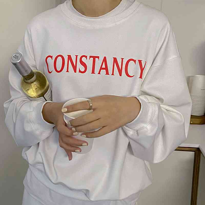 

Spring Simple Letter Print O-neck Hoodies Korean Casual Fashion Pullover Loose Preppy Style Women Sweatshirts 13A277 210525, Pink