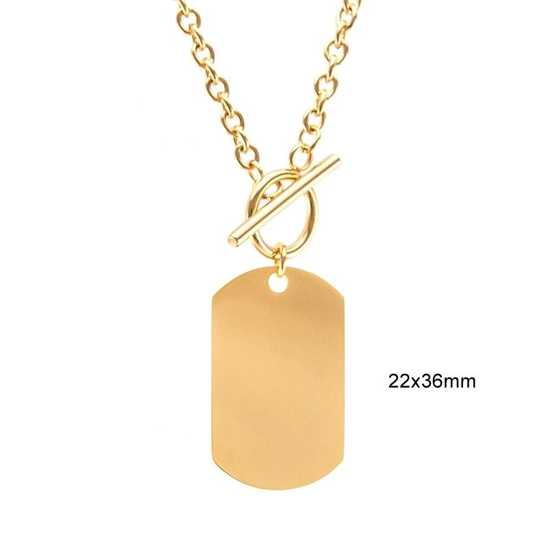 

Pendant Necklaces Metal Dogtag Necklace Blank For Engrave Stainless Steel Military Plate Toggle Women Men Choker Collier