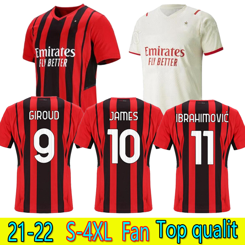 

Thailand S-4XL XXXXL 21 22 Fans Version AC Soccer jerseys milan Home Away IBRAHIMOVIC 2021 2022 TONALI Mandzukic Kessie brahim BENNACER THEO REBIC LEAO Men football