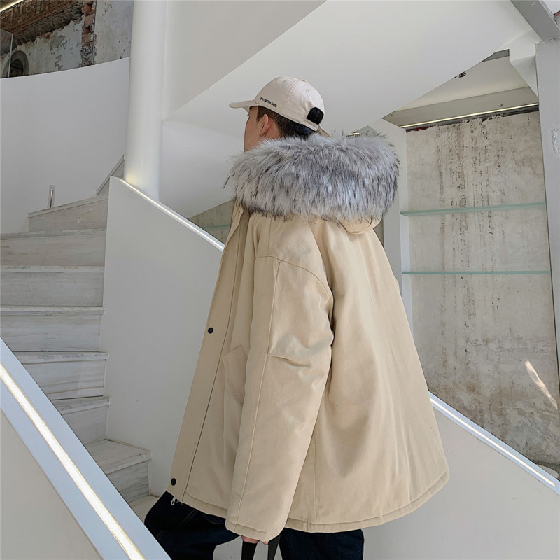

2021 New Winter Parka Men's Warm Fashion Fur Collar Hooded Short Coat Men Streetwear Loose Cotton Thick Jacket Mens Clothes -5xl 9hsb, Army green
