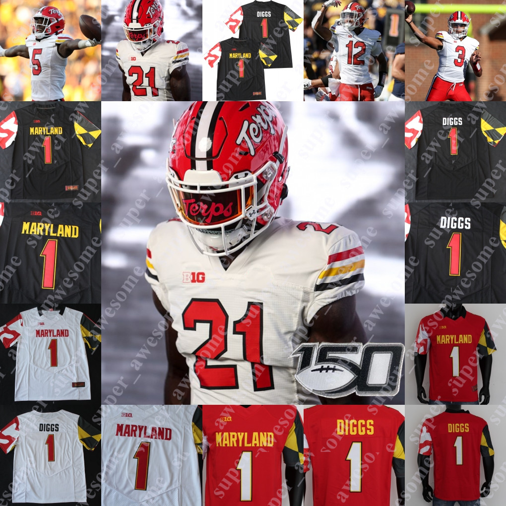 

Maryland Terrapins Football Jersey Brian Cobbs Lawtez Rogers Challen Faamatau Chigoziem Okonkwo Jeshaun Jones Darryl Jones Nick Cross Deonte Banks Joseph Petrino, White 1980s-150th