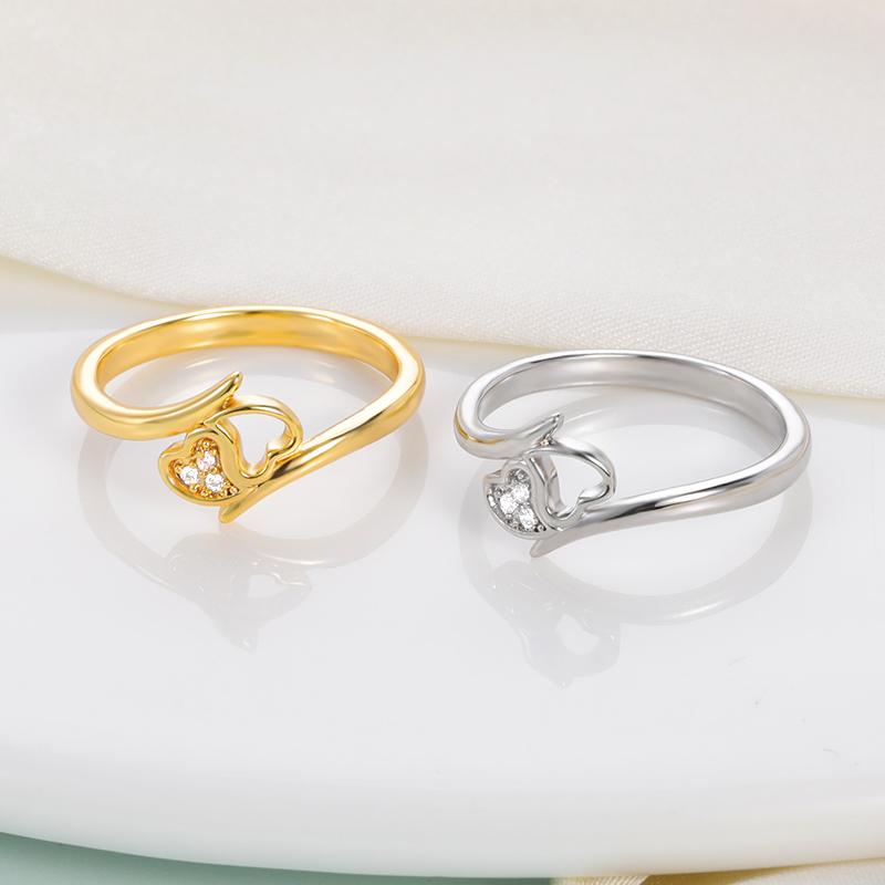 Wedding Rings Hollow And Crystal Double Love Heart For Women Girls Sweet Romantic Jewelry Anniversary Gifts Bijoux Bague Femme-image-705828561