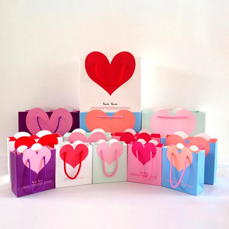 

Gift Wrap 1Pc Handmade Heart Paper Bag With Craft Wedding Pack Box Favors Birthday Dragee Candy Cake Packaging Wrapping