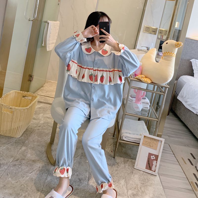 

Young Lady 2pcs Hits Pajamas Spring Autumn Sweet Pink T-shirt & Nightwear Beep Ozce
