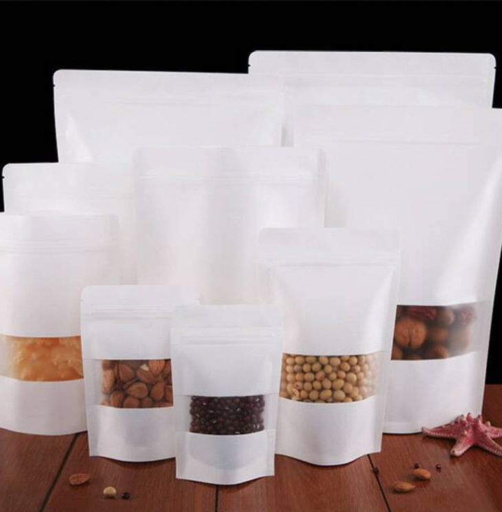 

100pcs/lot Food Zip Lock Package Bag With Window Reclosable Mylar Zipper Pouches