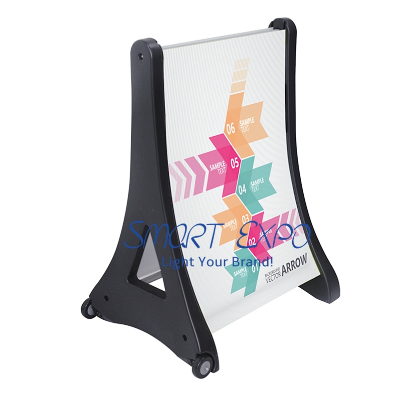 Double Sided Plastic Outdoor Poster Stand Advertising Display Billboard with Water Tank Structure and Base Moving Wheels-image-404389262