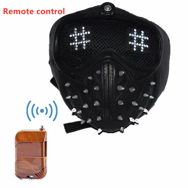 

Remote Control Watch Dogs 2 Marcus Wrench Cosplay Pvc Led Mask Battery Box With Led Light Up 25 Kinds Of Led Lights Rivet Masks