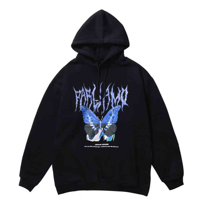 

men's hoodies & sweatshirts hip hop moletom com capuz masculino colorido borboleta impressÃ£o hoodies de algodÃ£o moda casual pullover ca, Black