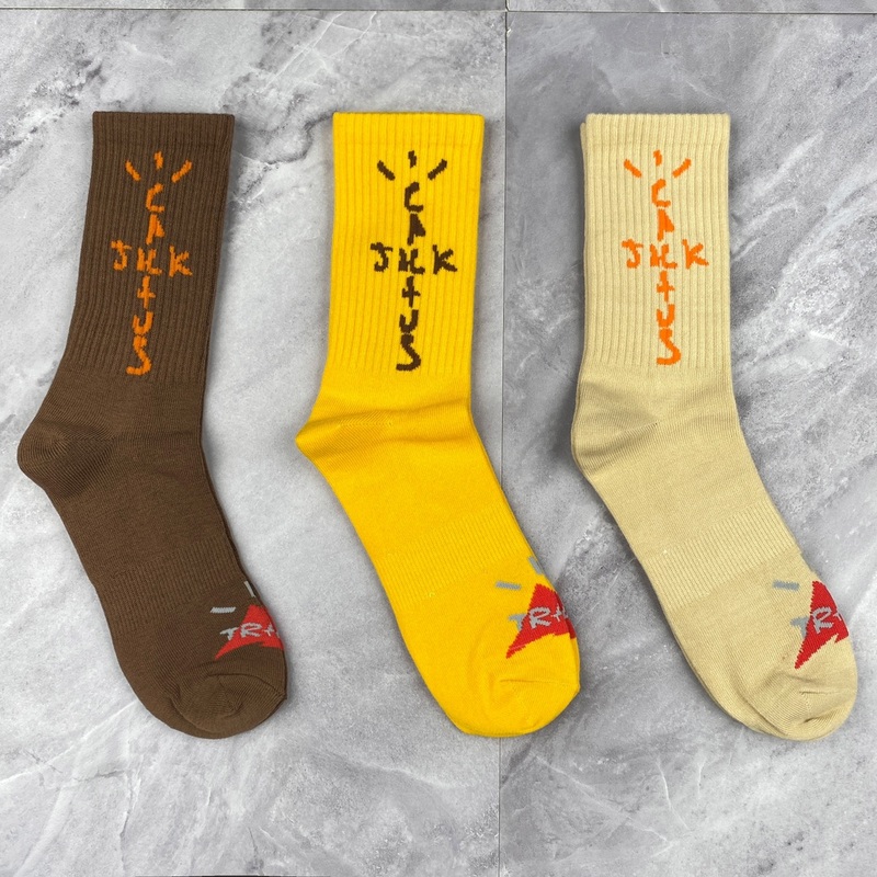 

High Quality Travis Scott Men's Socks Skateboard Running Hip-hop Sports Happy Designer Funny Crew Sock, 3 pairs