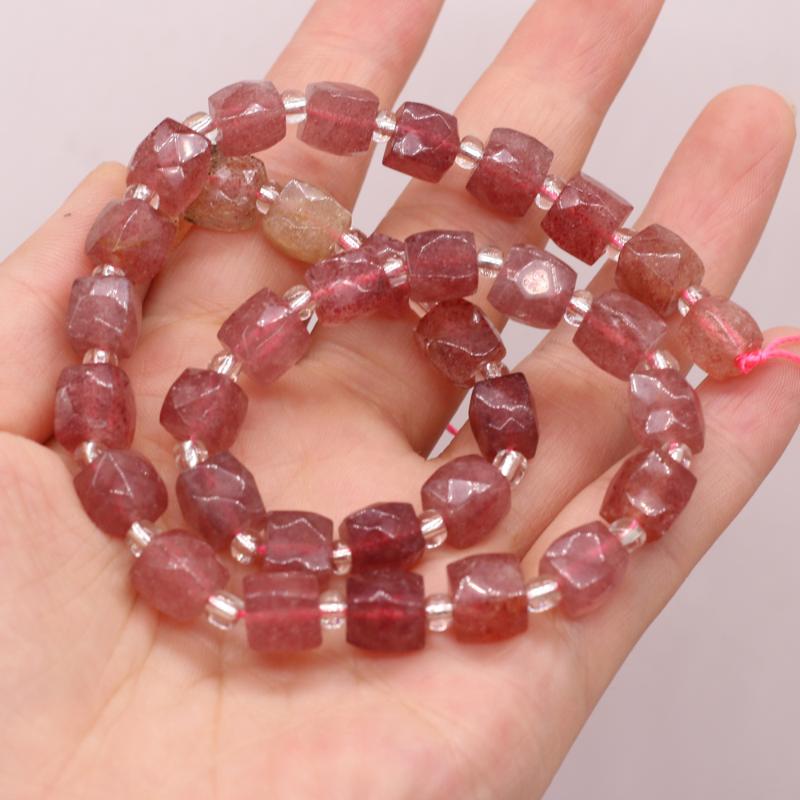 

Other Pure Natural Semi-precious Stones Rectangular Strawberry Crystal Ladies Beaded DIY Necklace Bracelet Jewelry Making Wholesale