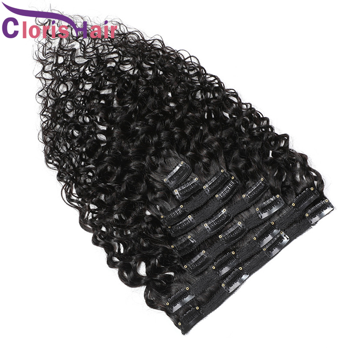 

Human Hair Clip In On Extensions Water Wave Peruvian Virgin Natural Weave Full Tips 8pcs 120g Wet And Wavy Double Weft 8-24 Inch