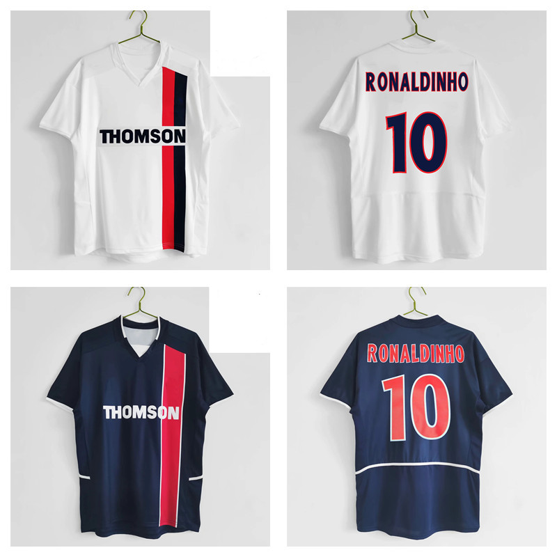 

Maillot de foot paris jerseys #10 Ronaldinho Chulapa LUIZ 2002 2003 Retro soccer Jersey 02 03 classic Vintage football shirt French home