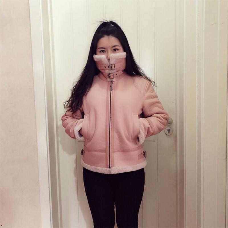 

Women's Fur & Faux 2021 Winter Genuine Leather Natural Sheep Shearling Coat 100% Sheepskin Female Bomber Warm Jackets, Black