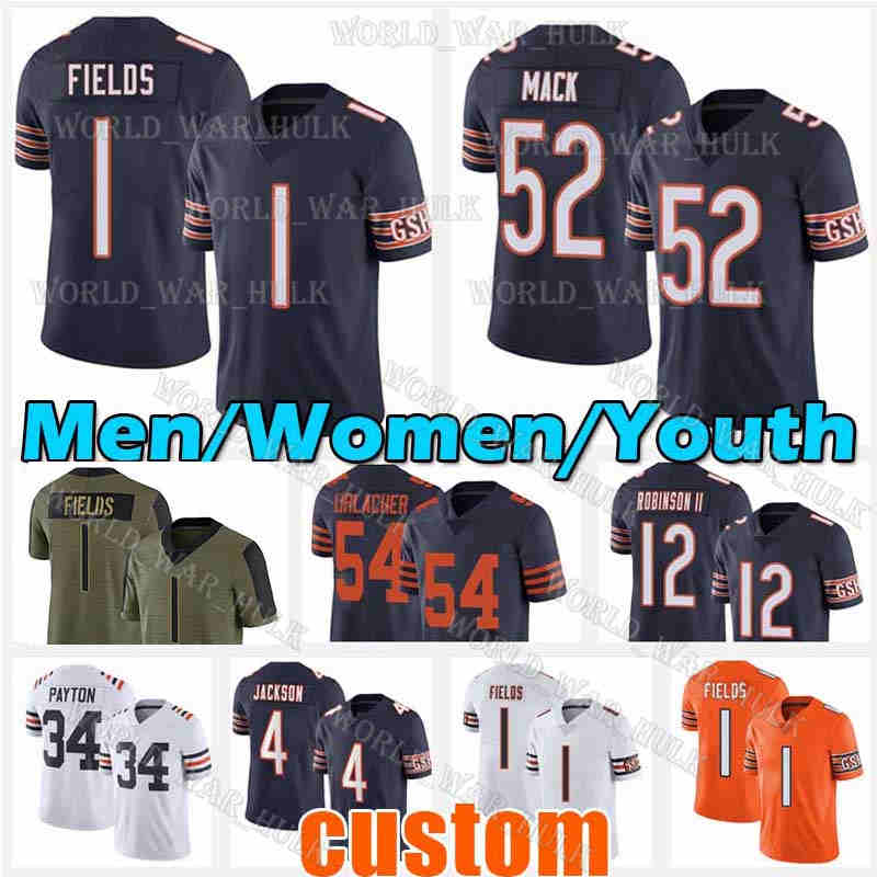 

1 Justin Fields Jersey Khalil Mack Bear Walter Payton Football 32 David Montgomery Chicagos Allen Robinson II Darnell Mooney Tarik Cohen Mike Ditka Singletary Smith, Custom youth(x d)