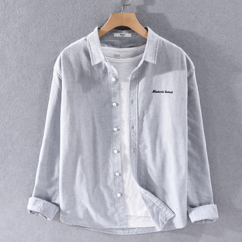 

2021 Arrival in Long Spring and Summer Solid Male Marks Oxford Fashion Shirts for Casual Men Trend Comfortable Shirt Fjy6, White