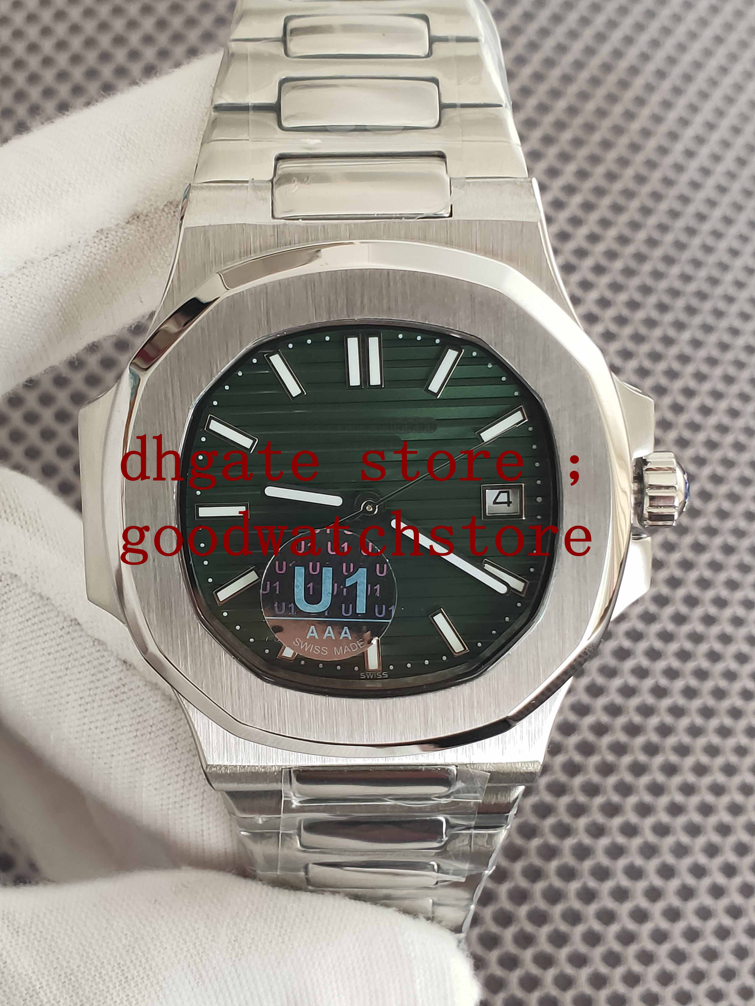 

Original box Wristwatches Men's Diving Automatic Racing Cal.9015 SC Date Green Dial Men Eta 5711 Platinum 40mm Factory Transparent 316l Watches