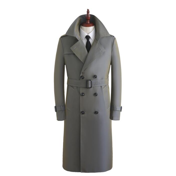 

Men's Trench Coats England Mens Man Discoloration Long Coat Men Clothes Slim Fit Overcoat Sleeve Spring Autumn Khaki Blue