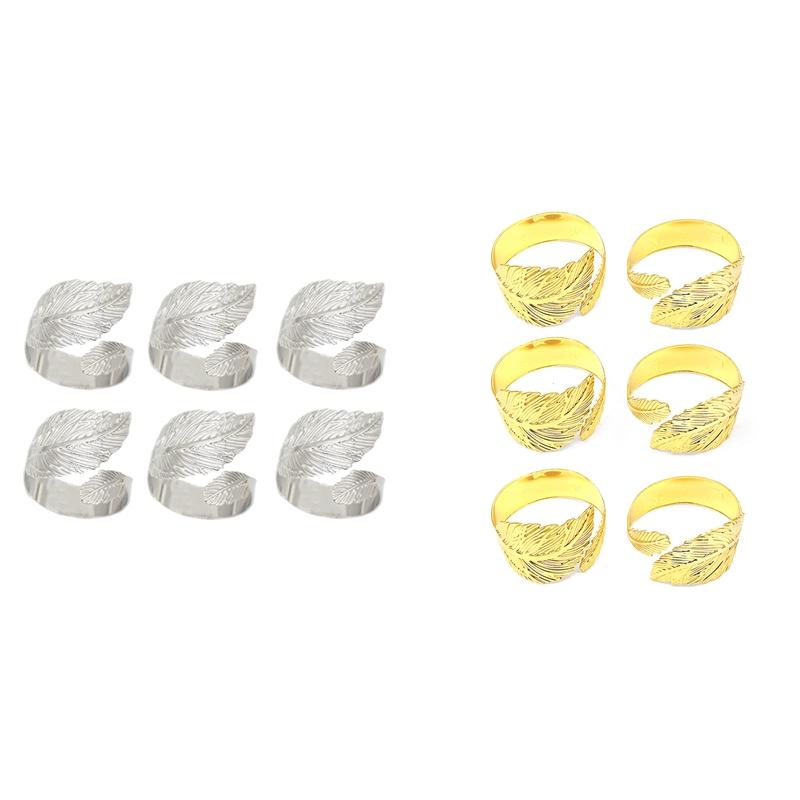 

Napkin Rings Leaf Set Of 6,Leaves For Table Setting,Metal Holder Holiday Party