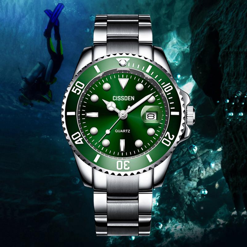 

Wristwatches CISSDEN 40MM Men's Watches 2021 Top Watch For Men Quartz Military Sport Waterproof Relogio Masculino, White