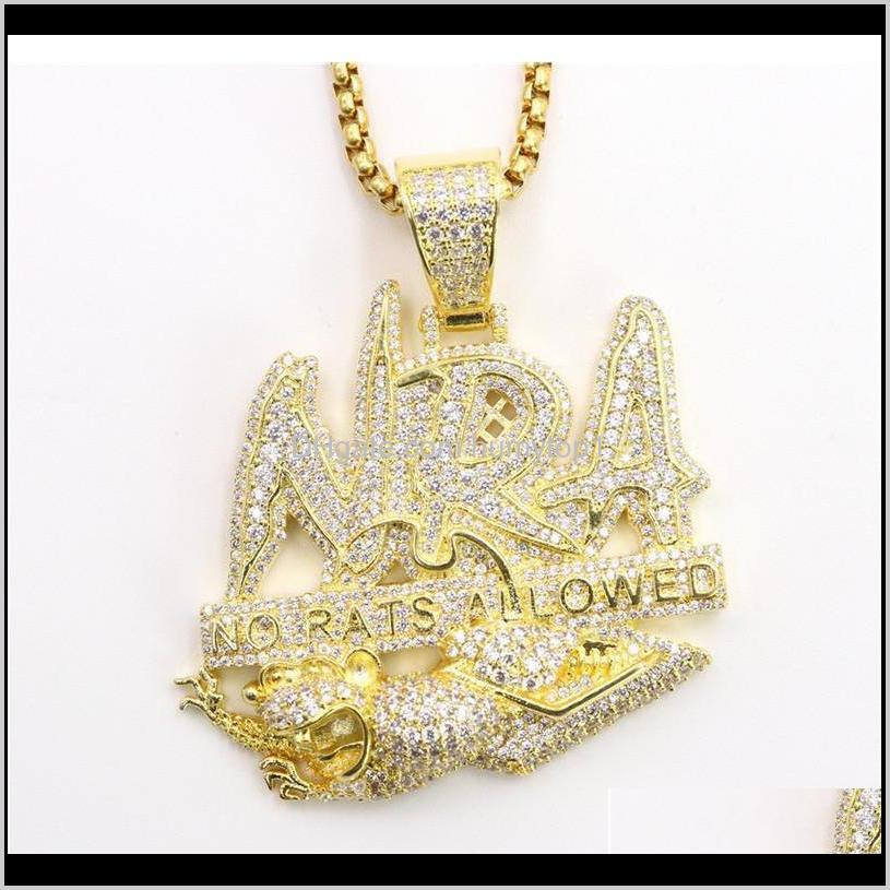 

Hip Hop Letter Necklace No Rats Allowed Pendant Iced Out Full Zircon Mens Jllptt 4Maza Dhea3, Silver