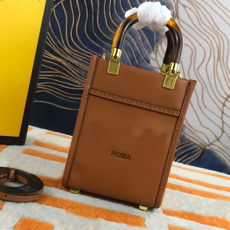 

Mini Tote Bag Hand Crossbody Bags Women Handbag Phone Pocket Genuine Leather Fashion Letter Stiff Handle Adjustable Detchable Shoulder Strap, Box