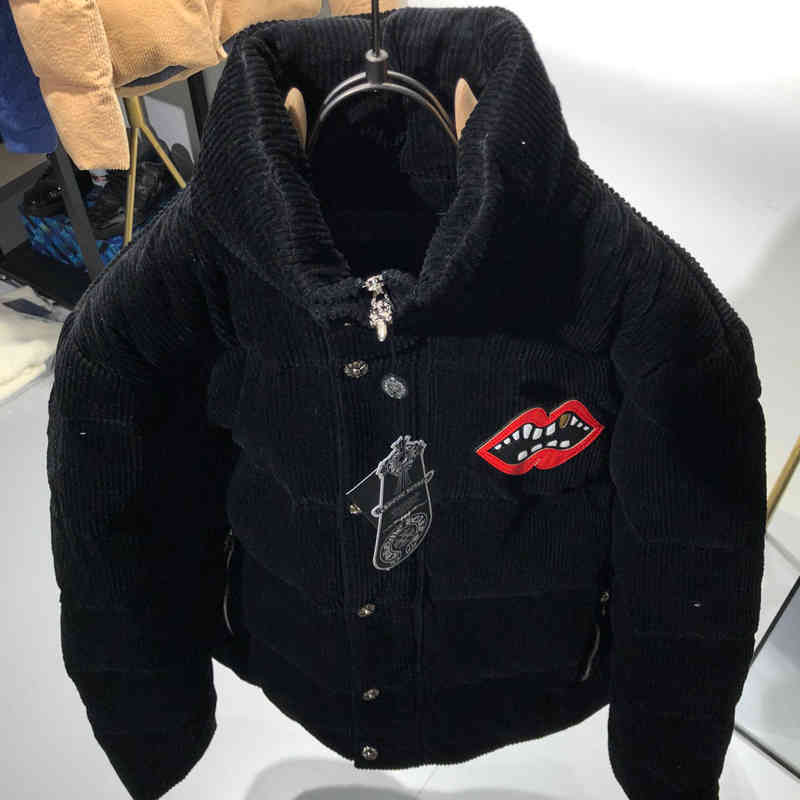 

CHred white Winter lipped corduroy brand croxin thickened windproof warm down jacket for men7Y0H, Black