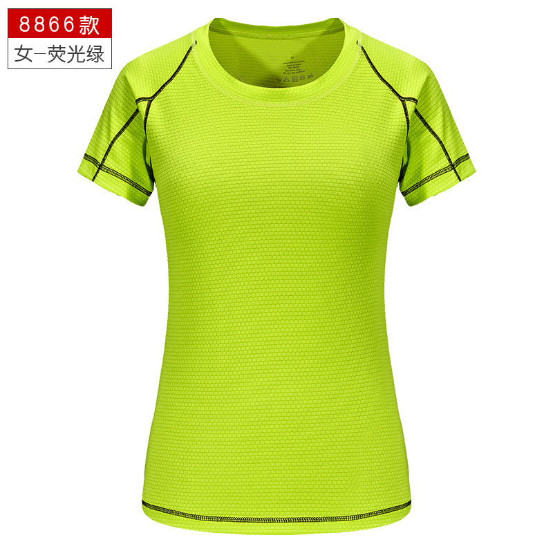 

Quick-drying short-sleeved green loose suit summer outdoor female sports t-shirt, Black;yellow