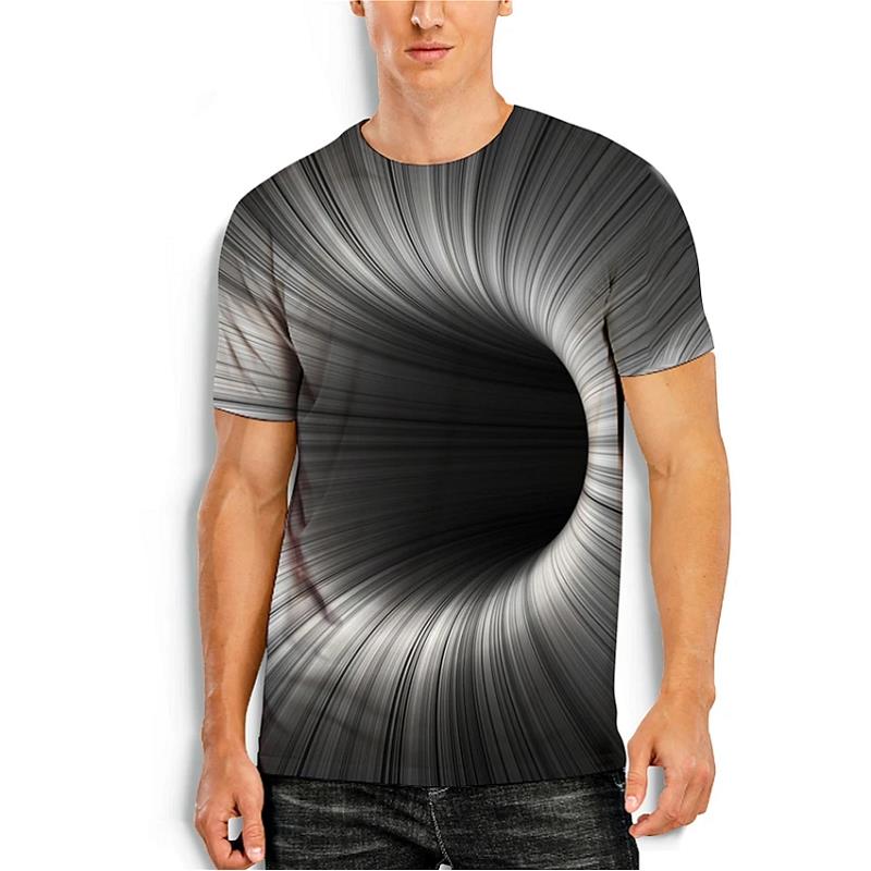 

Men's T Shirt 3D Print Visual deception T-shirt Graphic Optical Illusion Short Sleeve Party Tops Streetwear Punk & Gothic Round Neck Summer, White;black