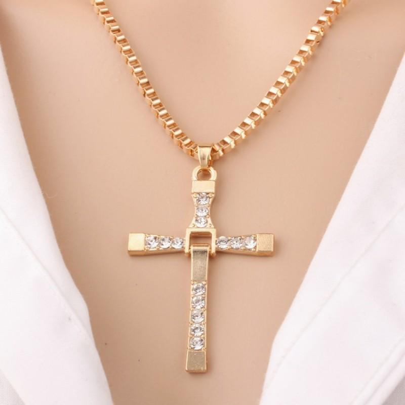

Pendant Necklaces Crystal Cross Necklace For Women Men Gold Goth Jesus Choker Vintage Neck Jewelry Gift Wholesale, Silver