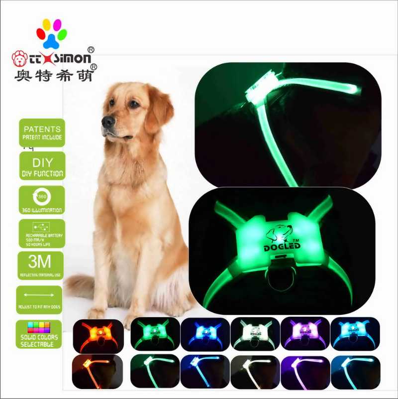 

Dog Collars & Leashes CC Simon Dogled For Dogs In 1 Color Harness Glowing USB Led Collar Puppy Lead Pets Vest