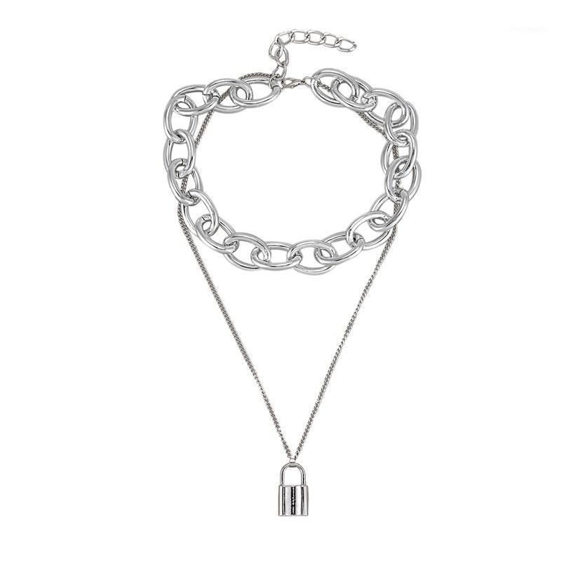 

Padlock Chain Necklace Chunky With Lock Pendant Necklaces Punk Hiphop Fashion Gothic Chains