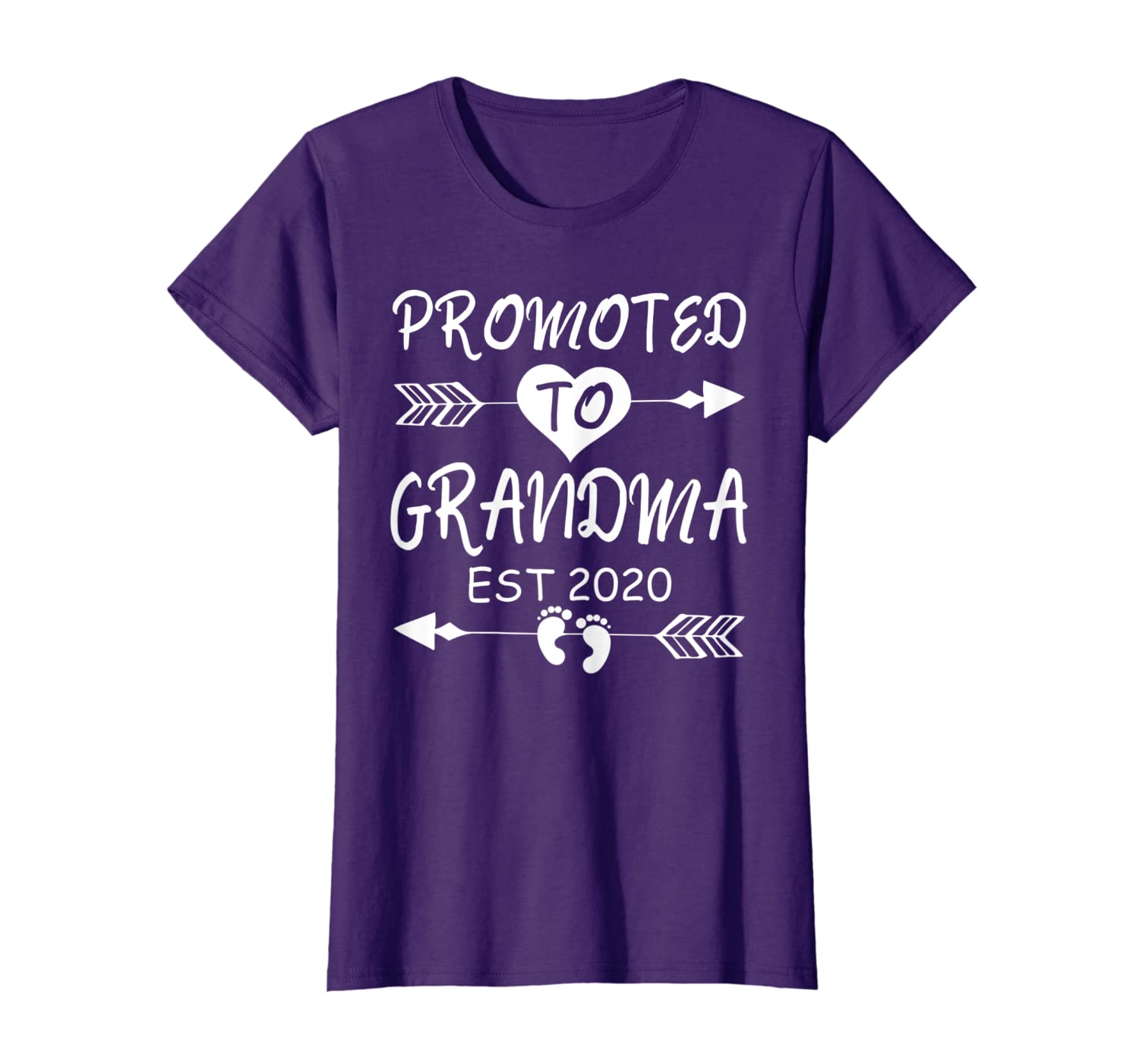 

Womens Promoted To Grandma Tee Shirt EST 2020 Pregnancy Reveal Gift, White;black