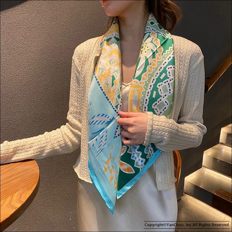 

Scarves Designer Mulberry 18mm Luxury 100% Twill Silk Scarf Boho Tribal Style Flower Horse Print Shawl Wraps 35"*35", Blue;gray