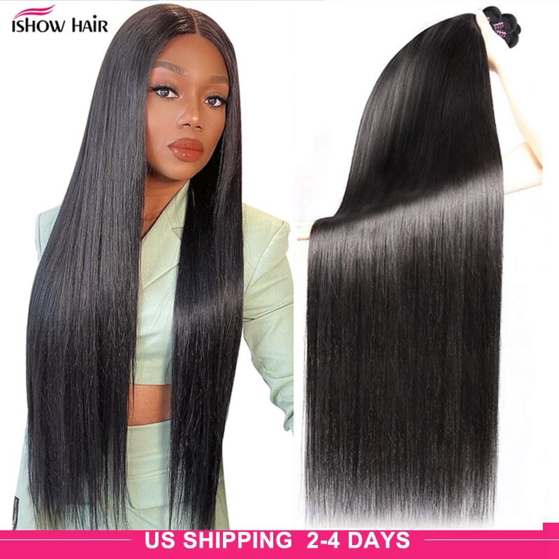 

Ishow 8-30 Inch Mink Brazilian Wefts Weave Body Wave Straight Loose Deep Water Human Hair Bundles Extensions Peruvian for Women Black Color