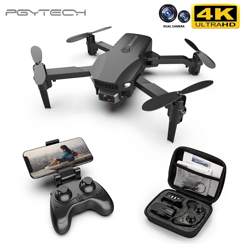 

PGY New R16 drone 4k HD dual lens mini drone WiFi 1080p real-time transmission FPV drone follow me Foldable RC Quadcopter toy, Black