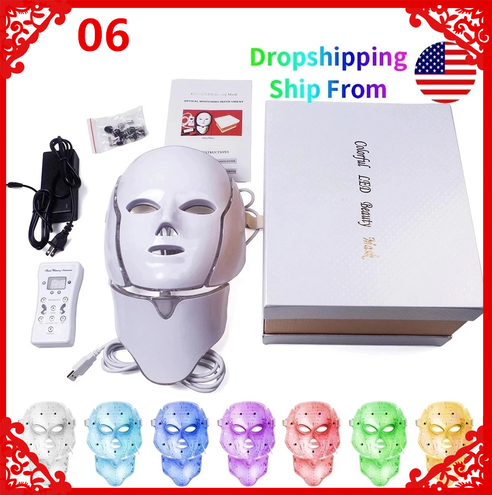 

7 color light sensitive skin rejuvenation LED mask phototherapy beauty acne whitening wrinkle USA warehouse DHL