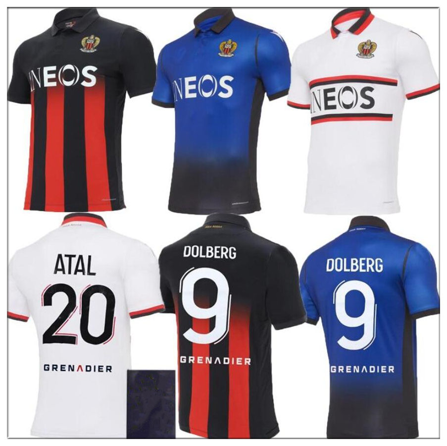 

2021 OGC Nice home Dolberg soccer jerseys 2020 maillot de foot -Maximin LEES-MELOU Srarfi LE Bihan Attal football shirt calcio futebol, Men