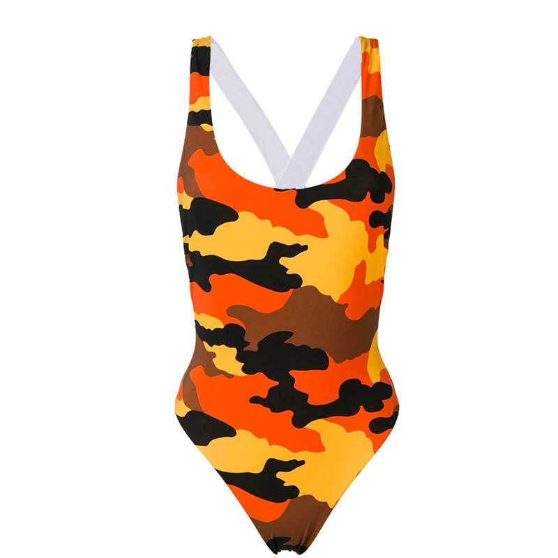 

Brannd Camouflage Swimwear Summer Cool One Piece Swimsuit for Women Ins Stylish Designerr Bathing Suits Delicate Gift, White;black