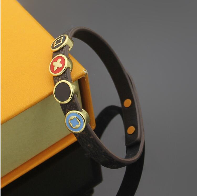 

New Man Women titanium steel Bracelets Chain four round brand color dripping oil four leaf flower skin Bracelet