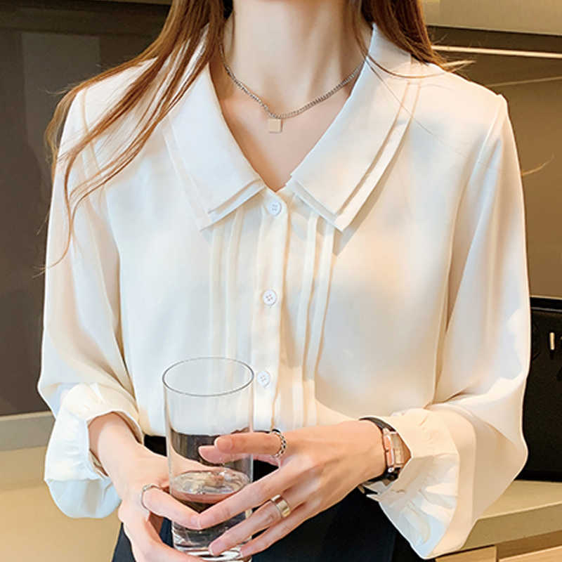 

Blouses Women Blusas Mujer Long Sleeve Women Blouses Shirts Apricot Chiffon Blouse Shirt Women Tops Clothes Blusa D437 210602
