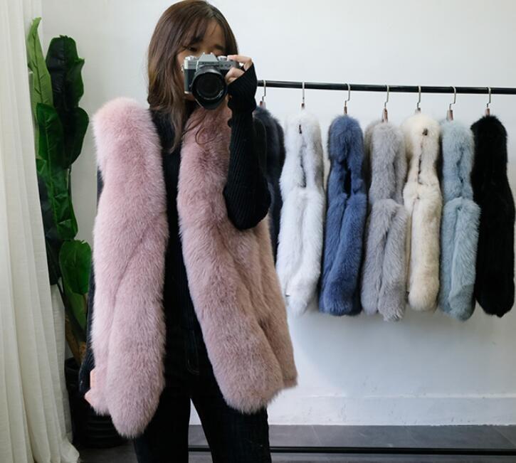 

Women's Fur & Faux Jacket Real Natural Vest For Genuine Waistcoat, Black