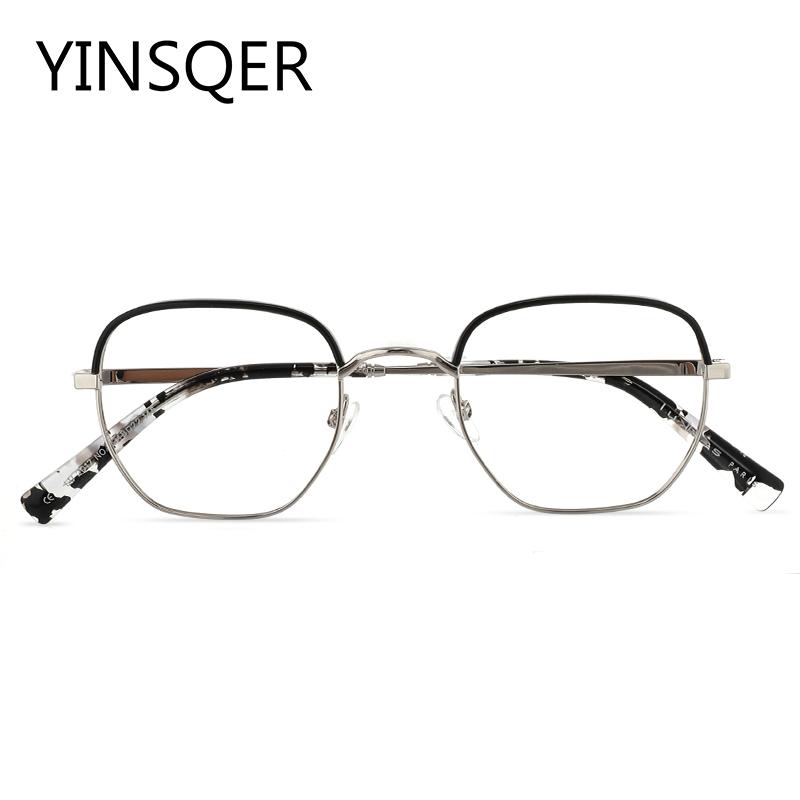 

Fashion Sunglasses Frames Acetate & Metal Brand Optical Prescription Eyewear Men Round Glasses For Sight Hexagonal Women's Clear Eyeglasses