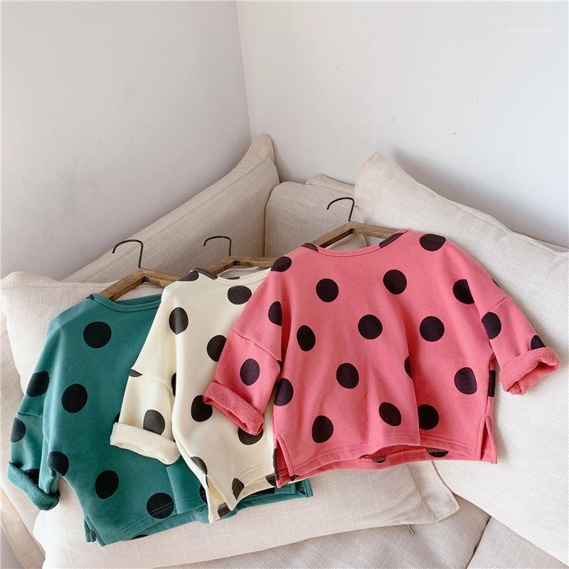 

Hoodies & Sweatshirts Kids Sweaters 2021 Autumn Loose Boys Girls Fashion Polka Dot Print Baby Child Terry Cotton Tops Outwear Clothes1, Black