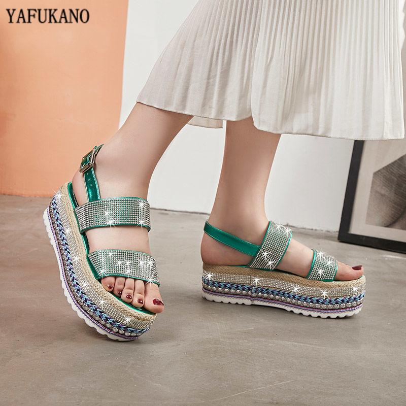 

Platform Shoes Sandals Women Summer Buckle Flat Beach Bling Footwear 2021 Fashion Shoes Women For ladies Buty Damskie, Yellow